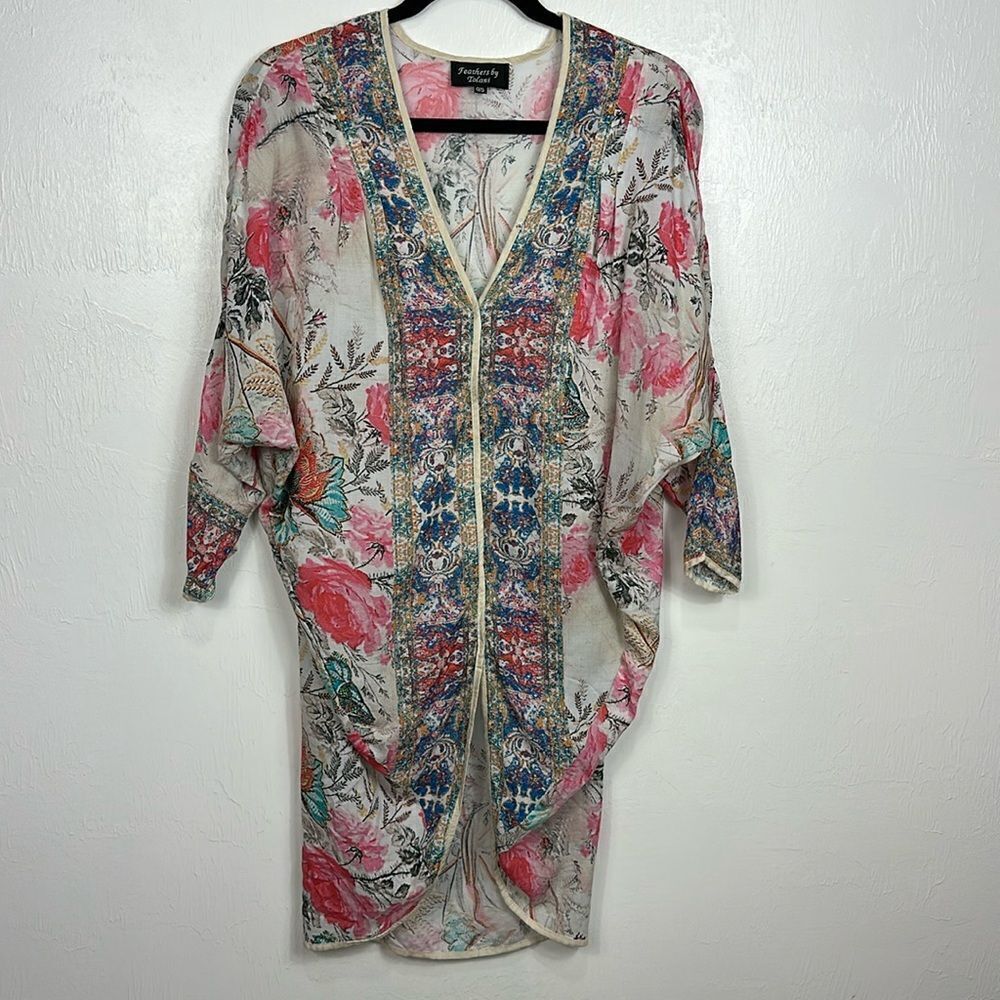 Feathers By Tolani Viscose Floral Print Cover Up Cardigan One Size